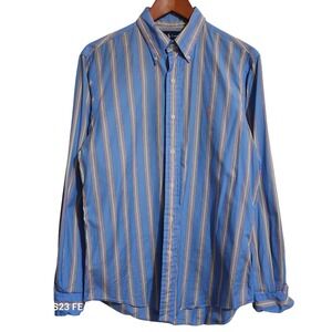Polo Ralph Lauren Custom Fit Striped Button Down Shirt Men Sz M Blue Pink Yellow